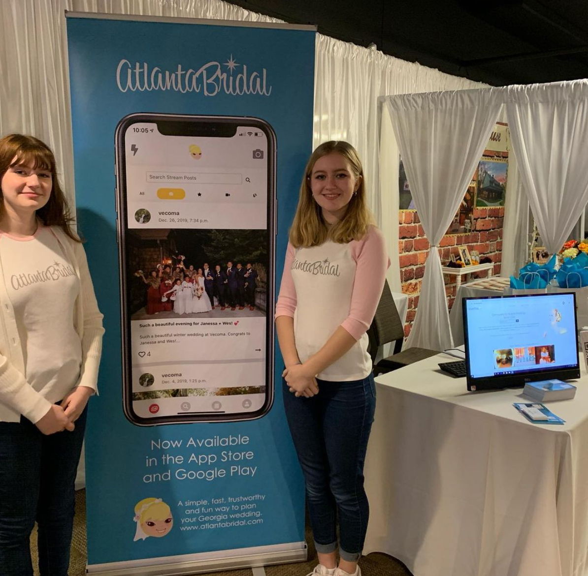 Elizabeth helping with the booth at another Atlanta bridal show