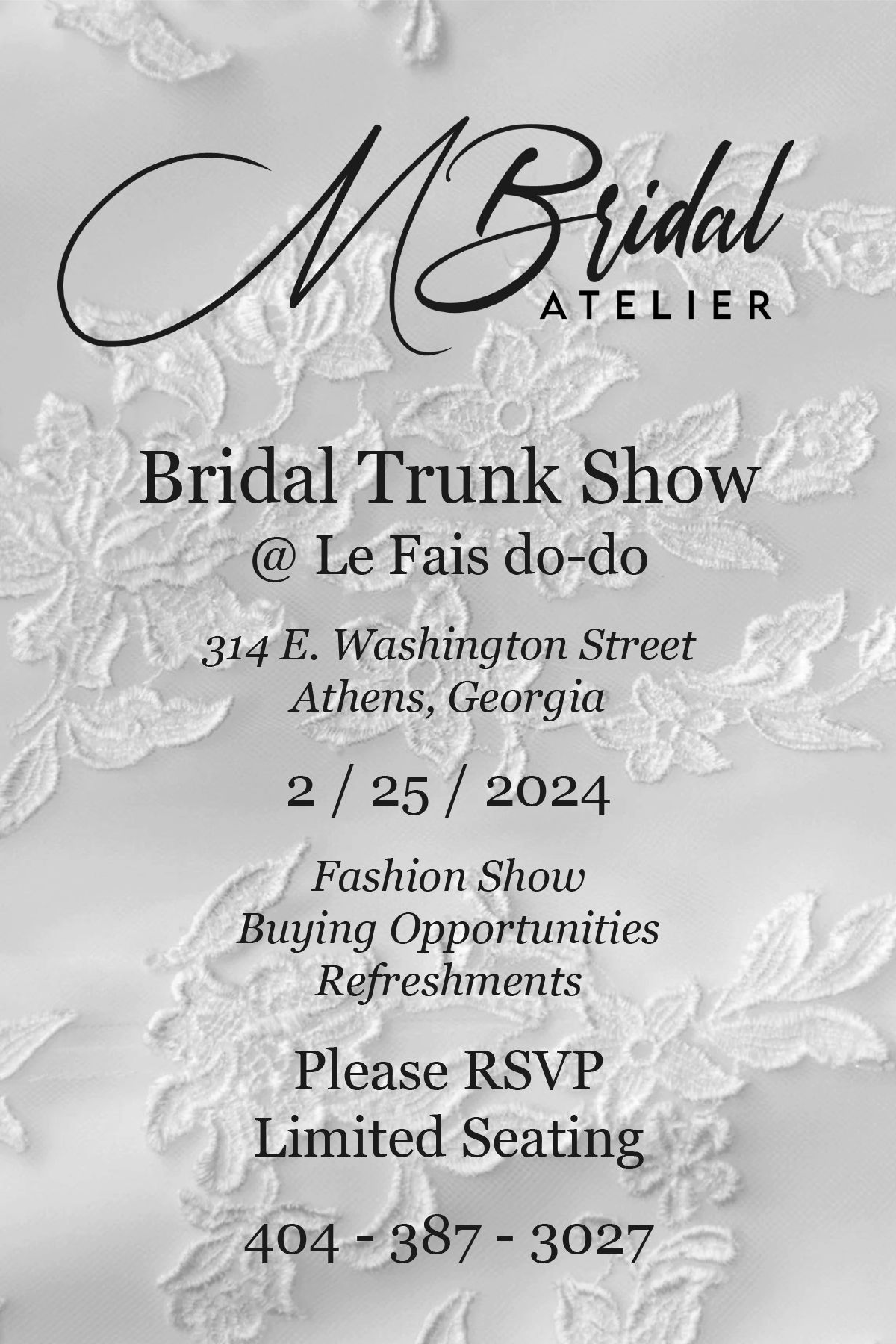 Image for post: M Bridal Atelier Bridal Trunk Show