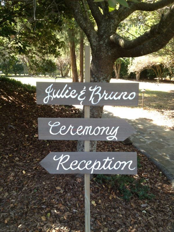 Dreamweaver Calligraphy and Events Outdoor Wedding Directional Wood Signs